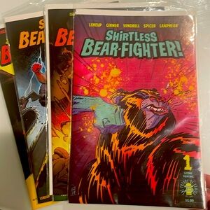 Shirtless, bear fighter comic books, issues 1-5 (#1 is second printing)